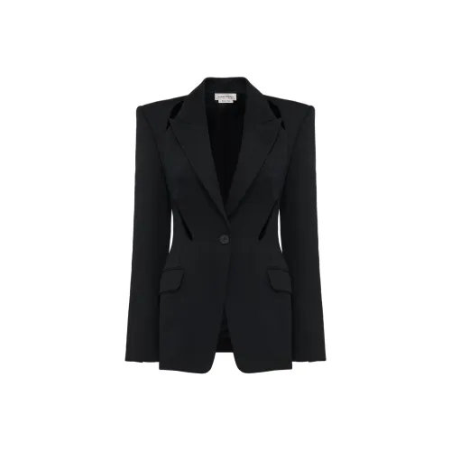 Alexander McQueen SS24 Бизнес Костюм Пальто Женское Черное