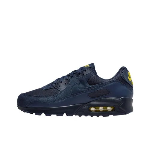 Nike Air Max 90 Устойчивый к истиранию Низкий Топ Air Max Амортизация Повседневная Городская Коммутация Беговые кроссовки Унисекс Синий Черный