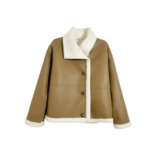 Icicofficial Кожа Куртка Женская Хаки