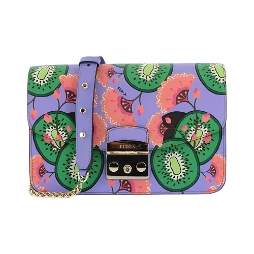 Furla Metropolis Collection Телячья кожа Маленькая квадратная сумка Сумка через плечо Маленькая Женская Фиолетовая