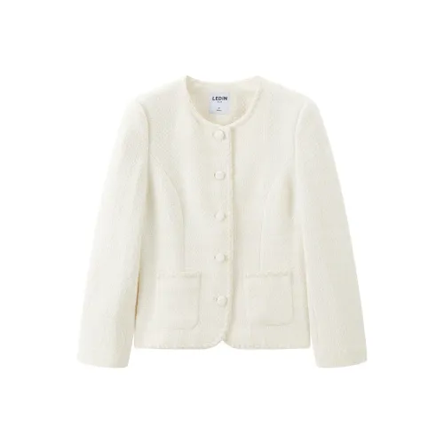 LEDIN Cropped Coat Women's Mist White
