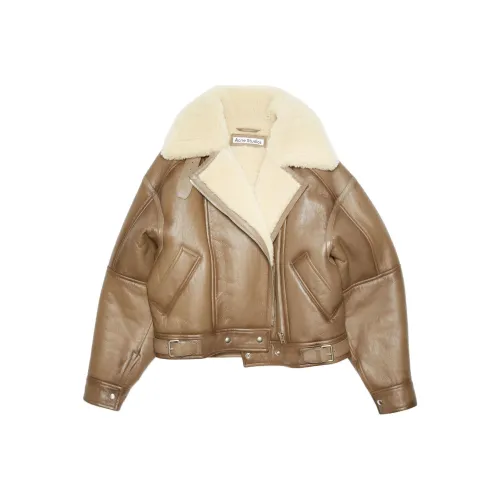 Acne Studios кожаная куртка женская коричневого цвета