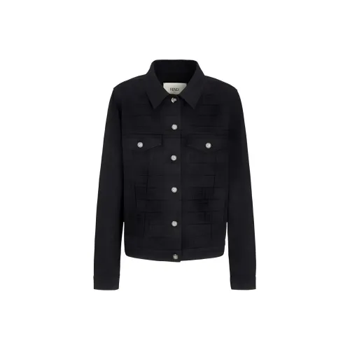 FENDI FW24 Denim Jacket Women's Black Gray FENDI FW24 Деним Куртка Женская Черный Серый