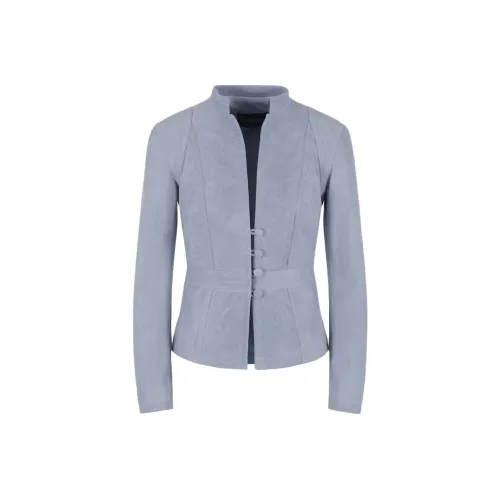EMPORIO ARMANI Кожа Куртка Женская Синяя