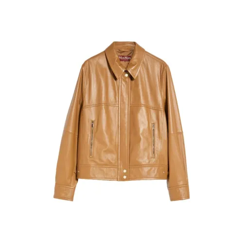 MaxMara Кожа Куртка Женские CAMEL