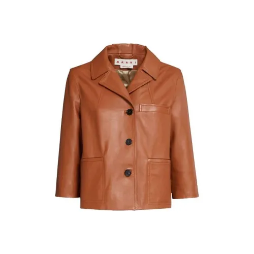 MARNI SS23 Коричневый Женские Кожаные Куртки