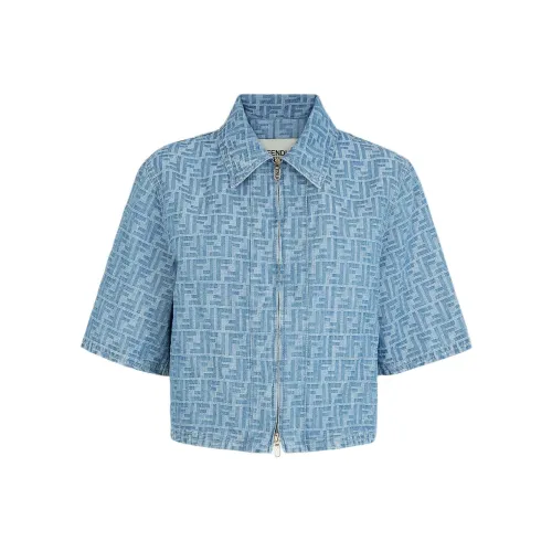 FENDI SS24 Denim Jacket Women's Light Blue