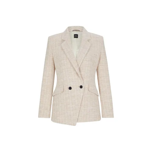 Hugo Boss Обычный крой Куртка из твида Бизнес Костюм Пальто Женские Бежевый
