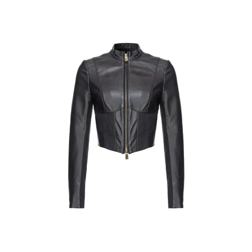 PINKO FW23 Кожа Куртка Женская Черная