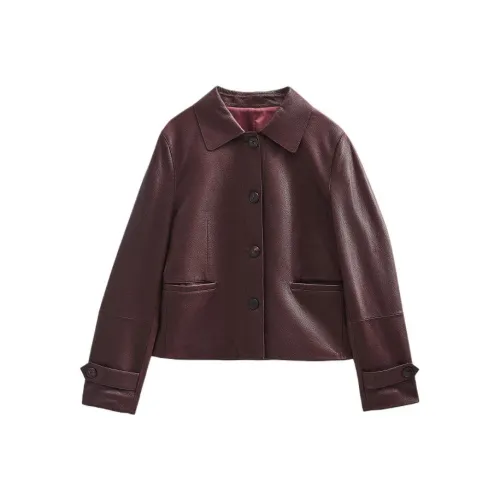INSUN Кожа Куртка Женская Бордовая