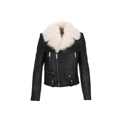 SAINT LAURENT Кожа Куртка Женская Черная