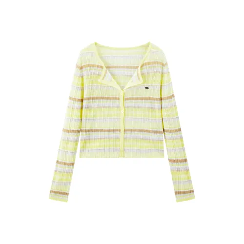 PEACEBIRD Трикотаж Женский Восемиместный Цветочный Дизайн Желтый