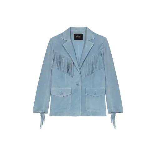 Maje Кожа Куртка Женская Синяя