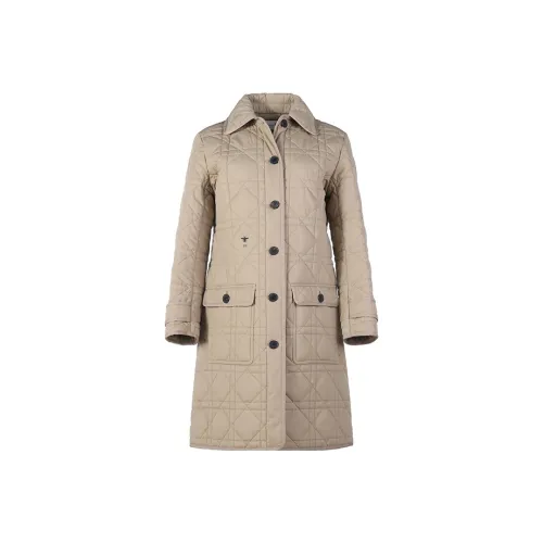DIOR Хлопковый пуховик Пальто Женское Бежевый хаки
