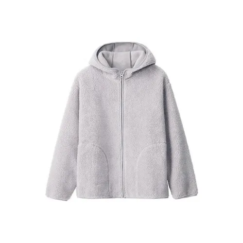 MUJI Бархат Feel Пальто Женское Светло-Серое