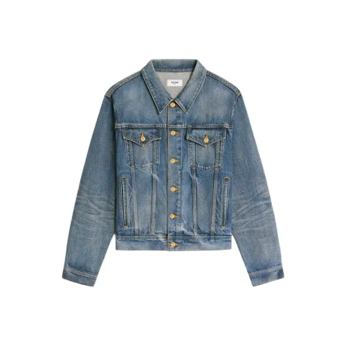 CELINE SS25 OVERSIZED Trucker Куртка в UNION Wash Деним Куртка Женская Синяя
