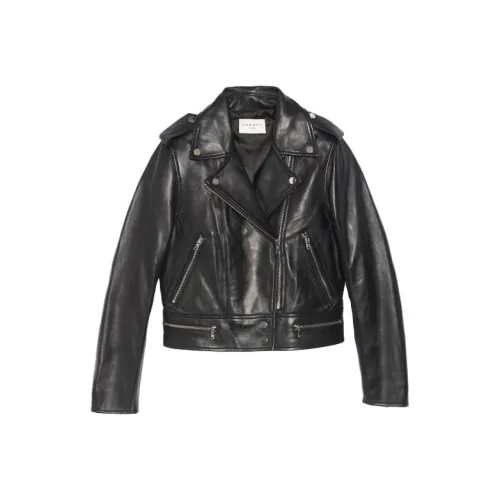 SANDRO Черные Женские Кожаные Куртки