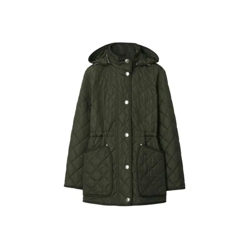 Burberry SS24 Хлопковый пуховик Женский Моховый зеленый