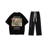 Комплект одежды (Черная рубашка с коротким рукавом + черные джинсы)