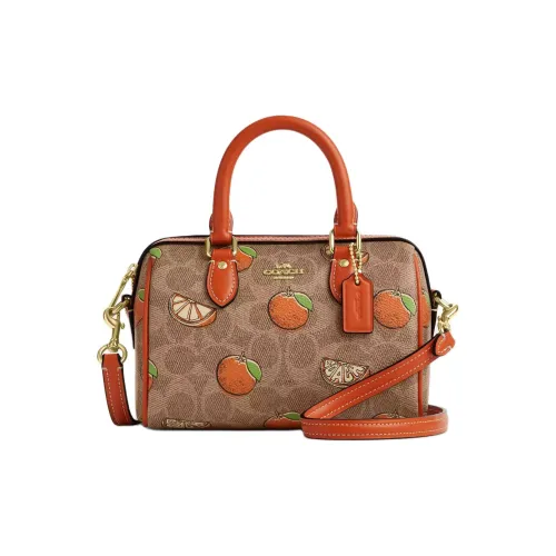 COACH Rowan Покрытый холст Сумка через плечо Сумка Mini Женская Коричневый Многоцветный