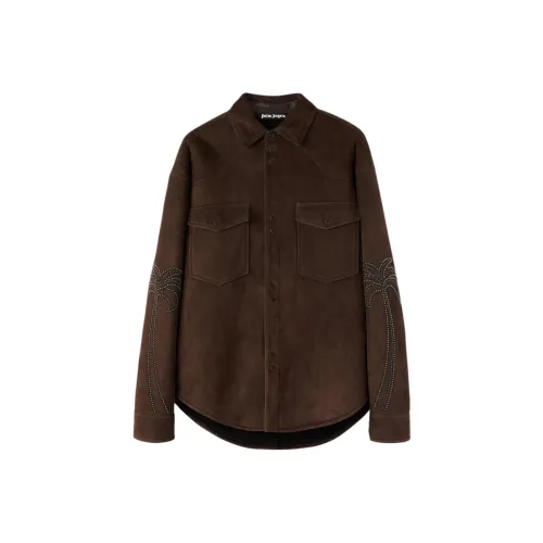 PALM ANGELS Кожа Куртка Женская Коричневая