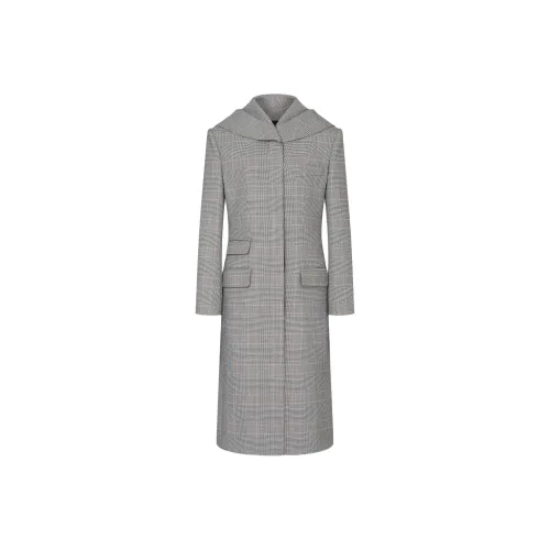 MOSCHINO Glen Клетка Смесовая Шерсть Пальто Женское Серое