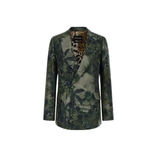 Roberto Cavalli SS24 Бизнес Костюм Пальто Женское Зеленое