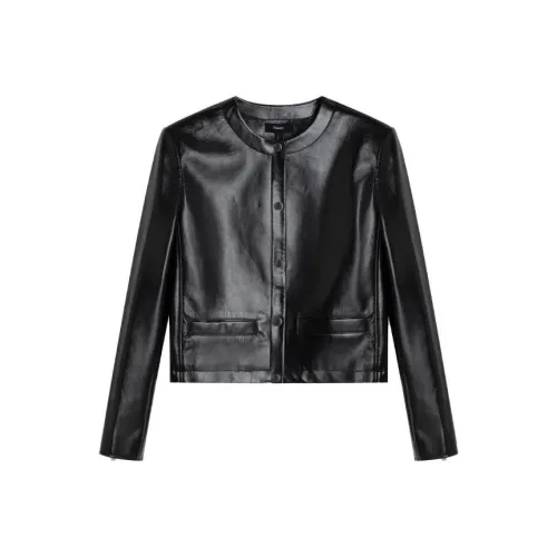 THEORY Кожа Куртка Женская Черная