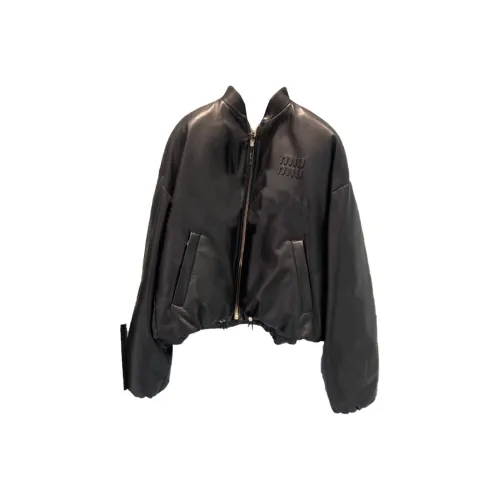 MIU MIU Кожа Куртка Женская Черная