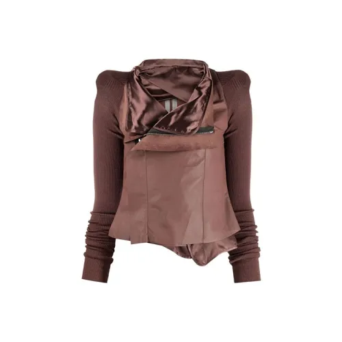 RICK OWENS Коричневая женская кожаная куртка