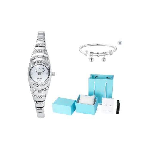 AIVN Элегантность Минималистский стиль Стразы Украшенный Кварцевый механизм Сплав Ремешок Часы Женские часы Белый циферблат