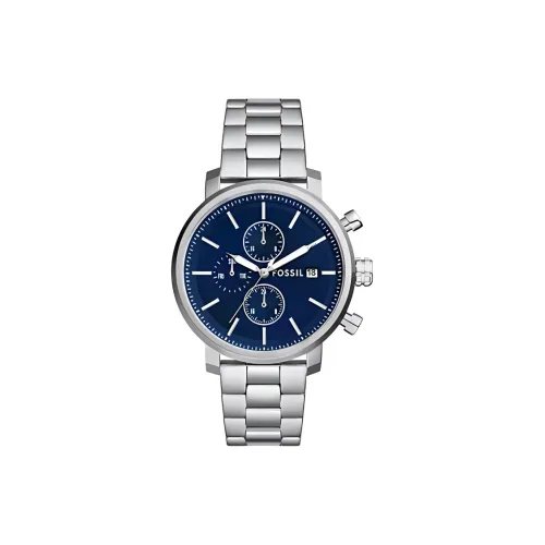 FOSSIL Наручные часы Кварцевый механизм Нержавеющая сталь Ремешок 43 мм Синий циферблат Мужские часы