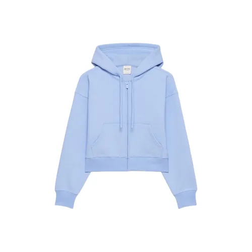 Aritzia Cozy Sweatfleece Boyfriend Boxy Zip Толстовка Толстовка Женские Dayflower Синий Duckweed Синий