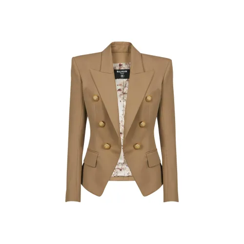 BALMAIN FW24 Бизнес-костюм Пальто Женское Коричневое