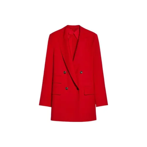 MaxMara Nebbie Коллекция Straight Шерсть Canvas Блейзер Бизнес Костюм Пальто Женские Красный