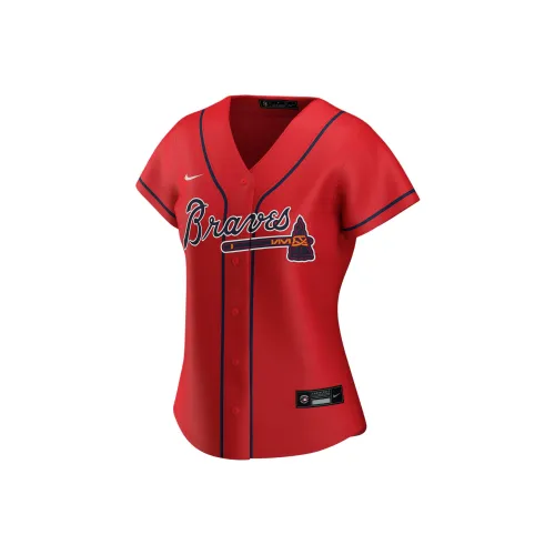 Nike MLB Коллаборация Atlanta Braves Replica Бейсбольная куртка Женская Алый