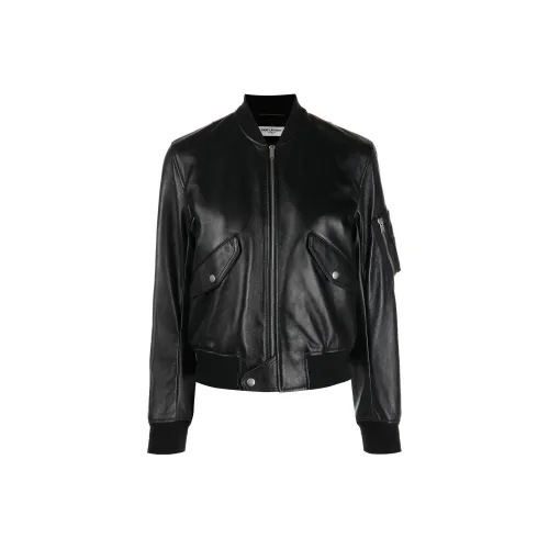 SAINT LAURENT SS22 Кожа Куртка Женская Черная