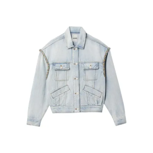 SANDRO Светло-синий деним Женские джинсовые куртки