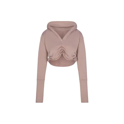 SKIMS SS25 FRENCH TERRY CROPPED HOODIE Толстовка с короткими рукавами Женская FAWN Олень
