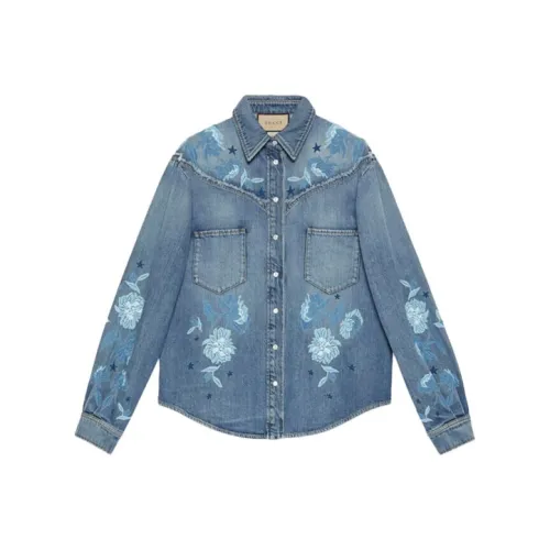 GUCCI Lovelight Series FW22 Denim Jacket Women's Blue GUCCI Lovelight Series FW22 Деним Куртка Женская Синяя