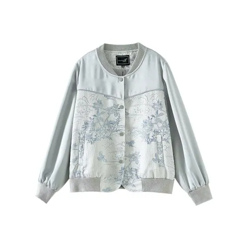 OUNIXUE Cropped Coat Women's Gray OUNIXUE Укороченное пальто женское серого цвета