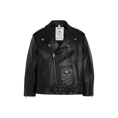 COACH SS23 Кожа Куртка Женская Черная