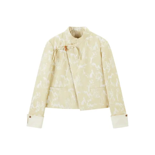 PEACEBIRD Tai Ping Bird x Suzhou Museum Collaboration Series Желтое женское короткое пальто