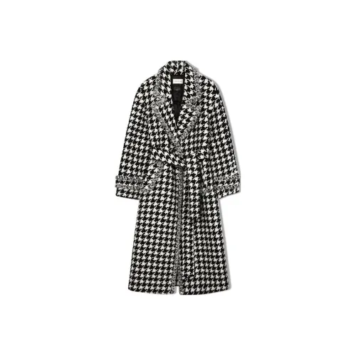 Roselingling Пальто Женское Черное Белое Гусиная лапка