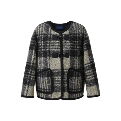 3COLOUR Пальто Женское Тихий Серый В клетку