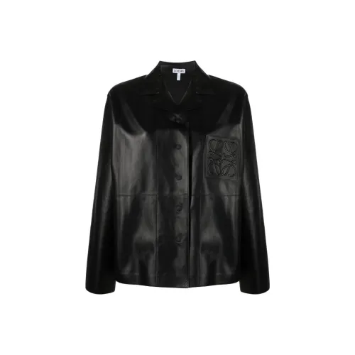LOEWE FW22 Кожа Куртка Женская Черная