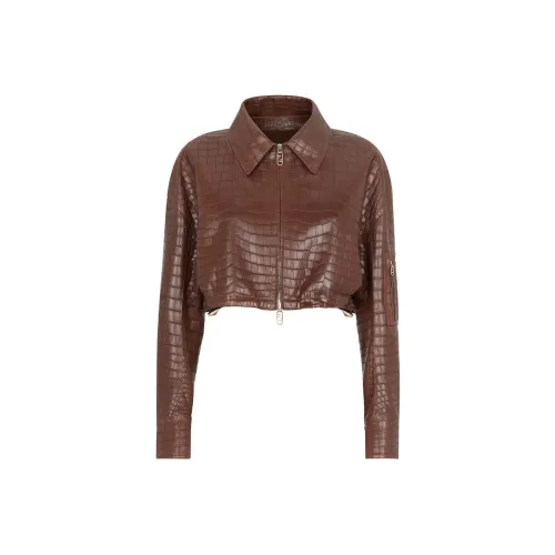 FENDI Кожа Куртка Женская Коричневая