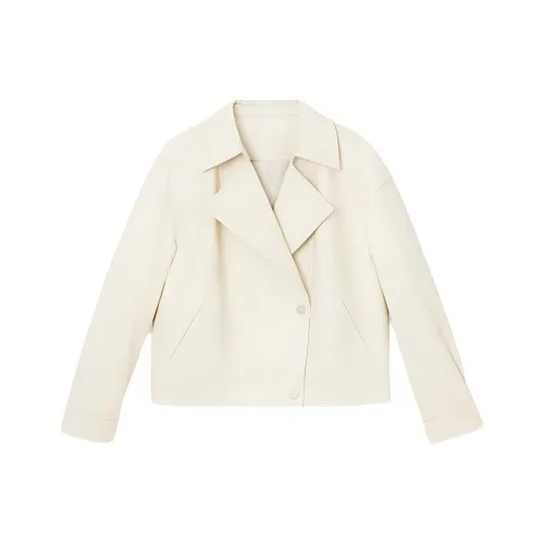 Yiner Кожа Куртка Женская Кремово-Белая