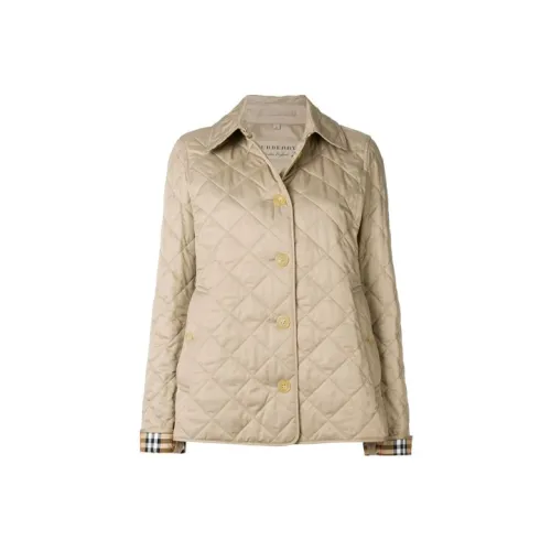 Burberry Хлопковый пуховик женский бежевый