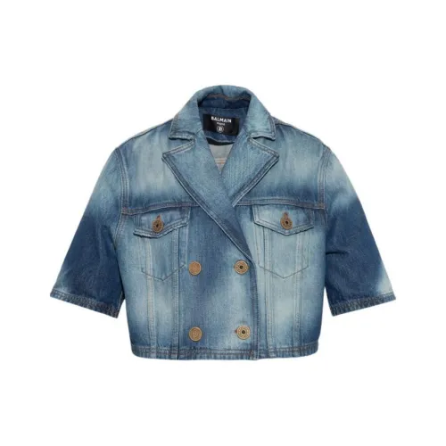 BALMAIN FW23 Denim Jacket Women's Blue BALMAIN FW23 Деним Куртка Женская Синяя